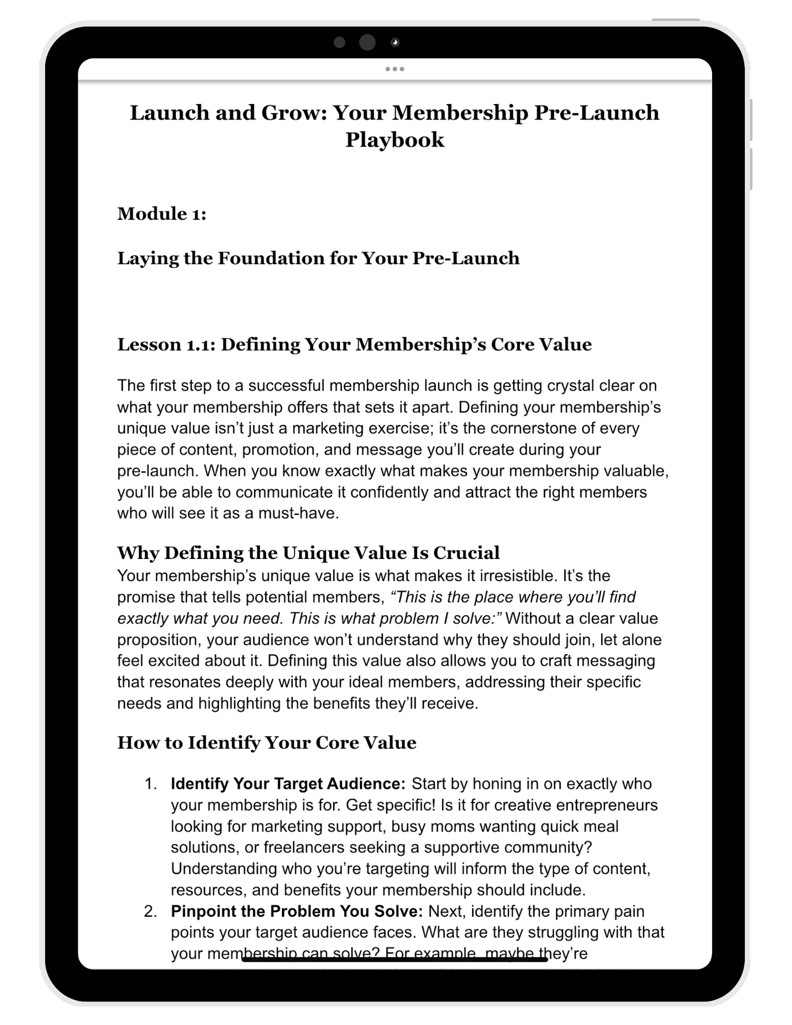 Launch and Grow Membership Excerpt