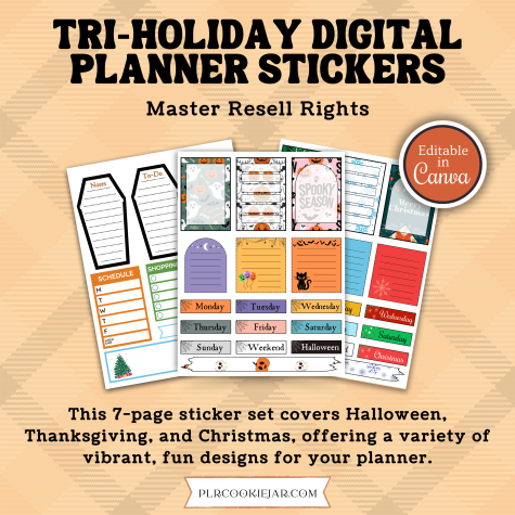 Tri-Holiday digital planner stickers with master resell rights